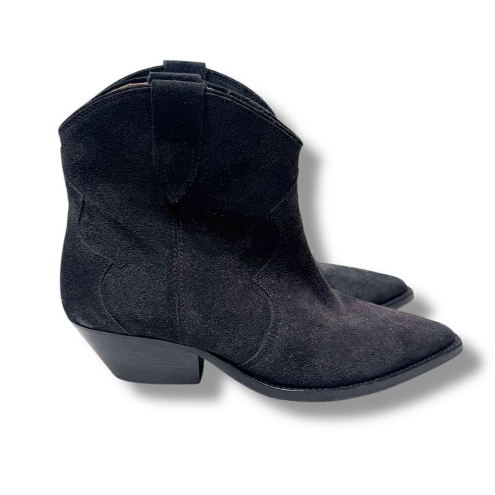 Isabel Marant Dewina Charcoal Suede Calfskin Leather Cowboy Boots Women’s Siz 36